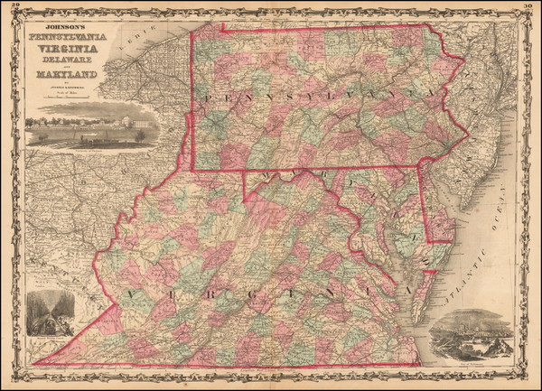 56-Mid-Atlantic and Southeast Map By Alvin Jewett Johnson  &  Ross C. Browning