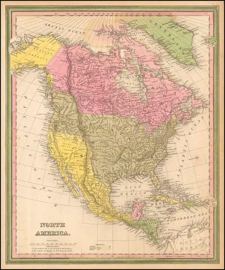 82-North America Map By Samuel Augustus Mitchell