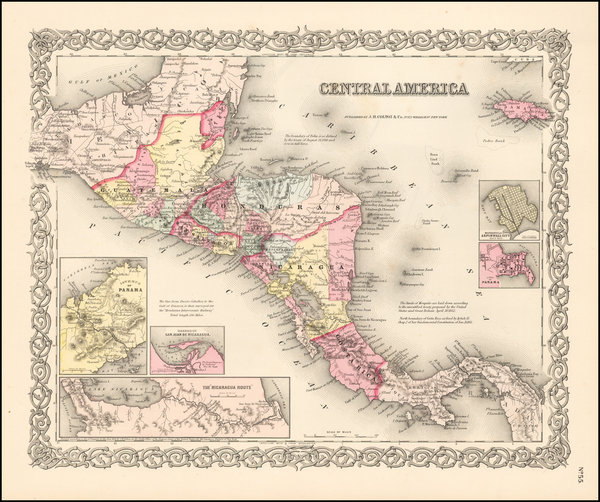 37-Central America Map By Joseph Hutchins Colton