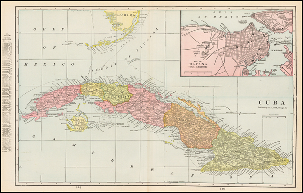 43-Caribbean and Cuba Map By George F. Cram
