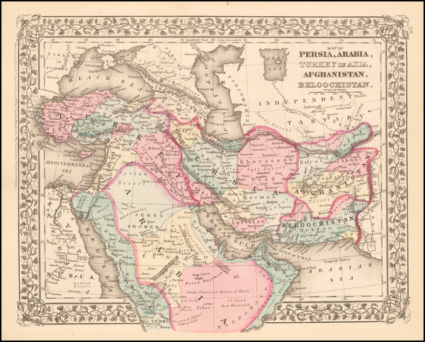 78-Persia & Iraq and Turkey & Asia Minor Map By Samuel Augustus Mitchell Jr.