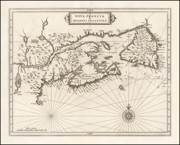 38-New England and Canada Map By Joannes De Laet