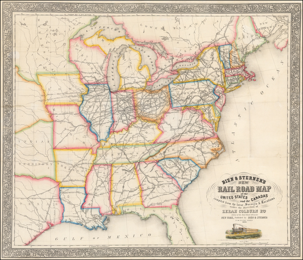 65-United States and Texas Map By Bien & Sterner