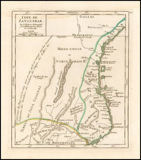 27-East Africa Map By Gilles Robert de Vaugondy