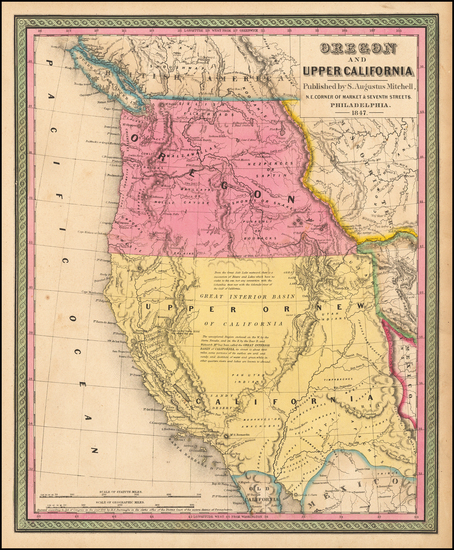 2-Southwest, Rocky Mountains and California Map By Samuel Augustus Mitchell