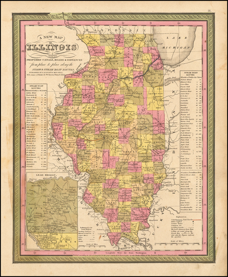 60-Illinois Map By Samuel Augustus Mitchell
