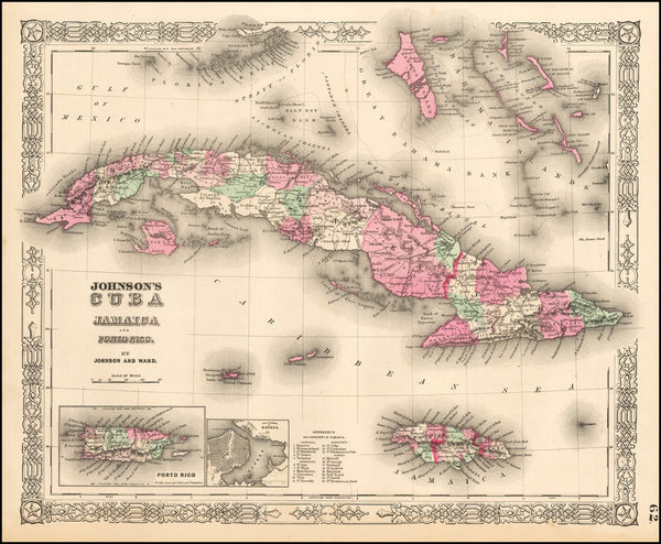 90-Caribbean and Cuba Map By Alvin Jewett Johnson  &  Ross C. Browning