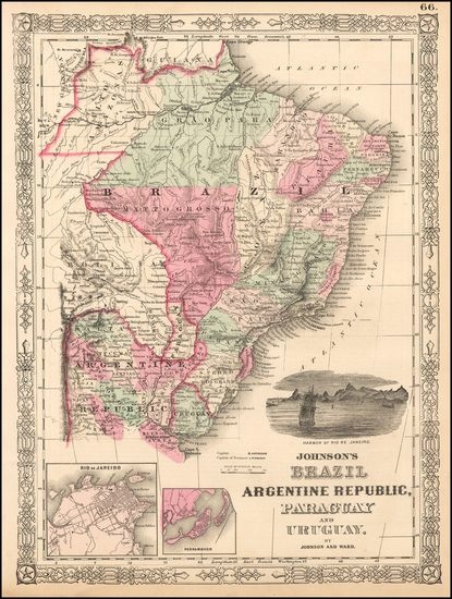 83-South America Map By Benjamin P Ward  &  Alvin Jewett Johnson