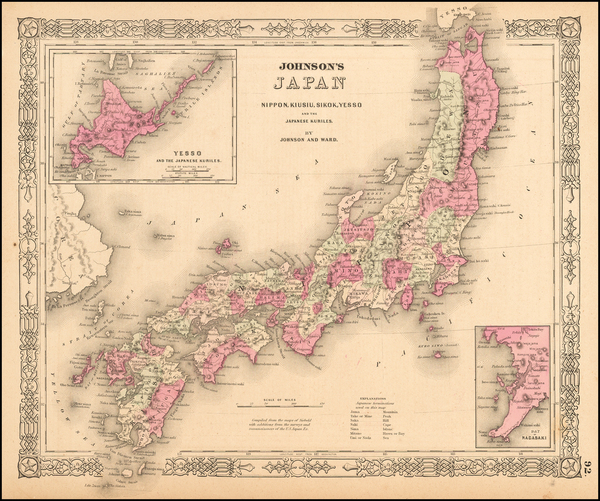 47-Japan Map By Alvin Jewett Johnson  &  Ross C. Browning