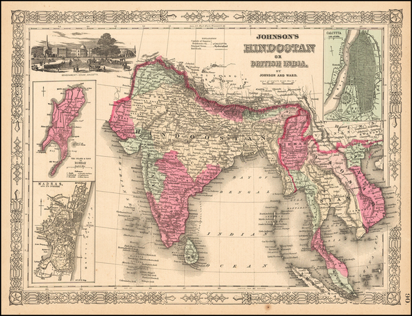 68-India and Southeast Asia Map By Benjamin P Ward  &  Alvin Jewett Johnson