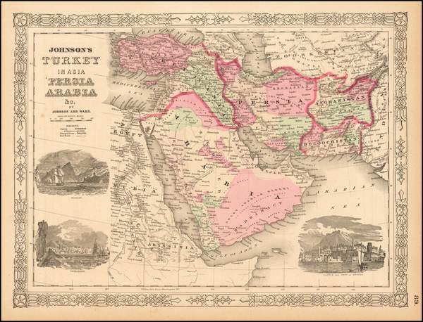 38-Middle East and Turkey & Asia Minor Map By Benjamin P Ward  &  Alvin Jewett Johnson