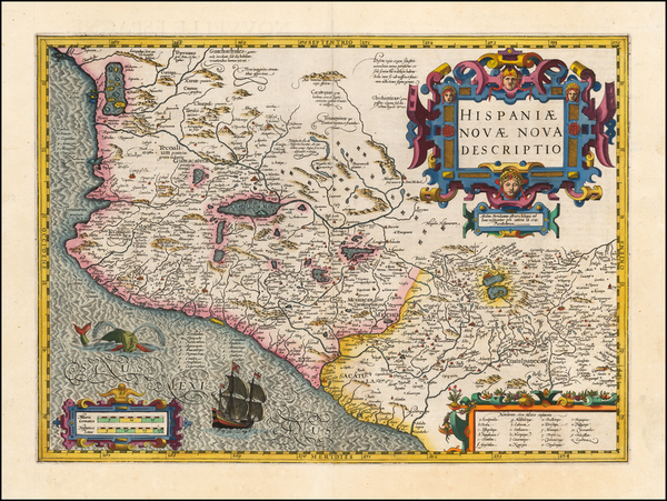 54-Mexico Map By Jodocus Hondius / Gerhard Mercator