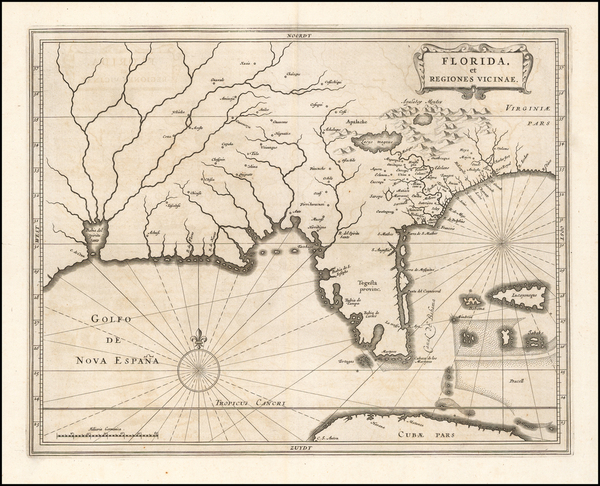 5-Florida, South and Southeast Map By Joannes De Laet