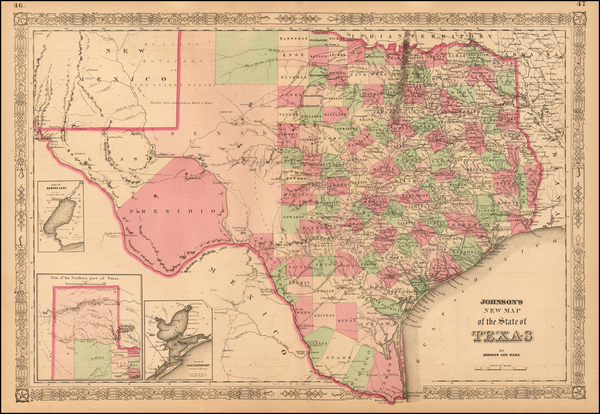 9-Texas Map By Benjamin P Ward  &  Alvin Jewett Johnson