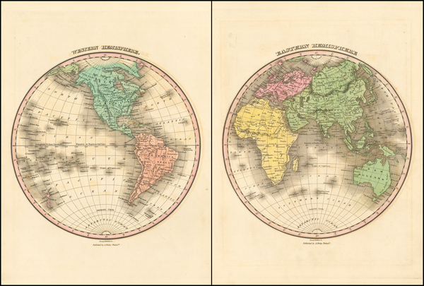 87-World, Eastern Hemisphere and Western Hemisphere Map By Anthony Finley