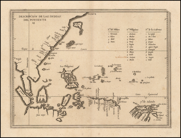 18-China, Southeast Asia, Philippines and Indonesia Map By Antonio de Herrera y Tordesillas