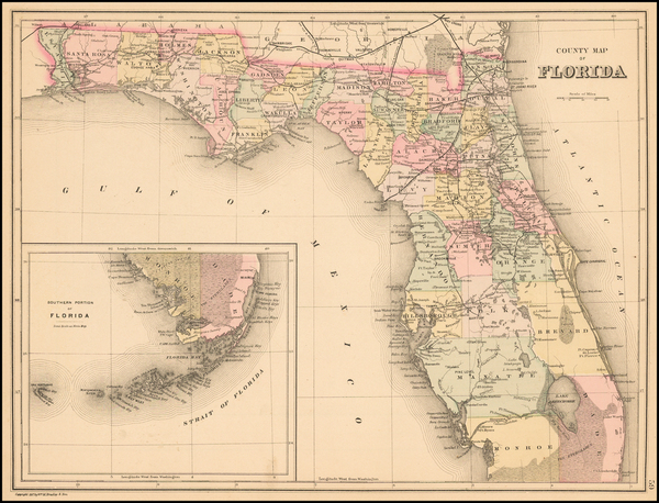 39-Florida Map By Samuel Augustus Mitchell Jr.