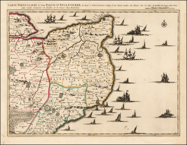 49-England and British Counties Map By Cornelis Mortier