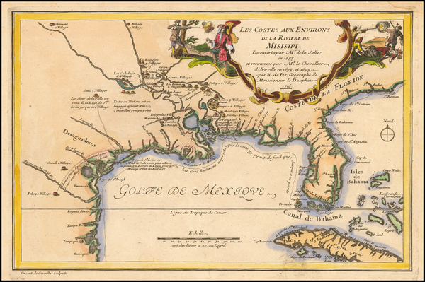 53-South, Southeast, Texas, Midwest and Southwest Map By Nicolas de Fer