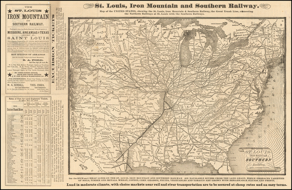 95-South, Midwest and Plains Map By St. Louis, Iron Mountain  &  Southern Railway