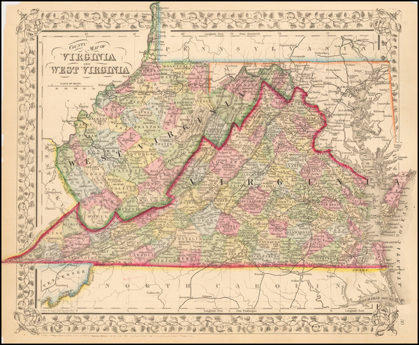 95-Mid-Atlantic and Southeast Map By Samuel Augustus Mitchell Jr.