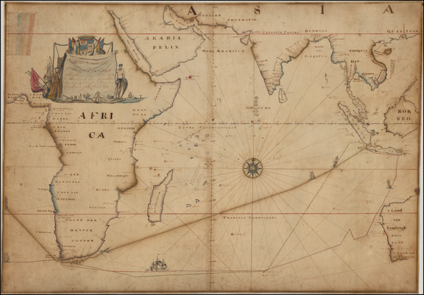 90-Indian Ocean, India, Southeast Asia, Middle East, Africa, Africa and Australia Map By J. Duyff 