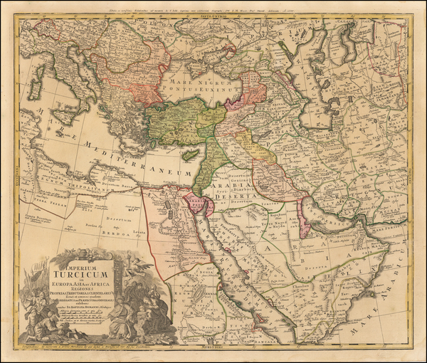 61-Turkey, Mediterranean, Middle East and Turkey & Asia Minor Map By Johann Baptist Homann