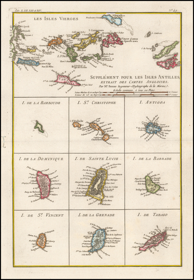 40-Caribbean Map By Jacques Nicolas Bellin