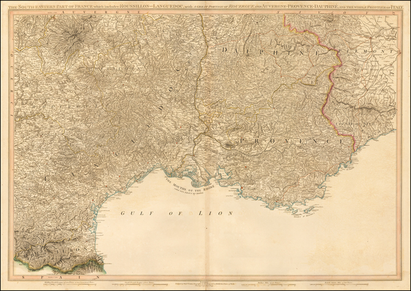 37-France, Italy and Spain Map By William Faden