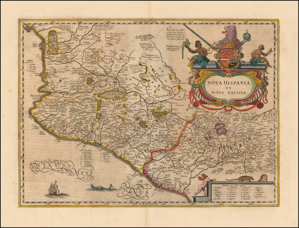 57-Mexico Map By Jodocus Hondius