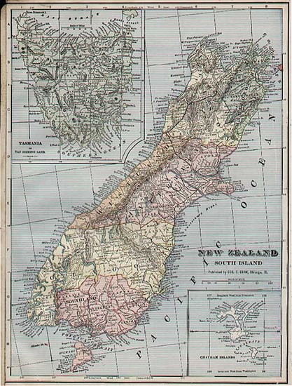 56-Australia & Oceania and New Zealand Map By George F. Cram