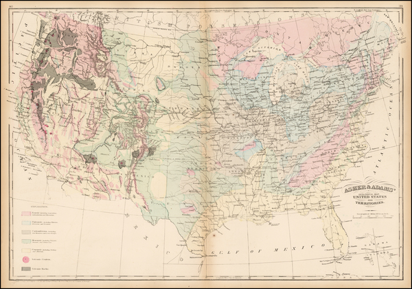 37-United States and Geological Map By Asher  &  Adams