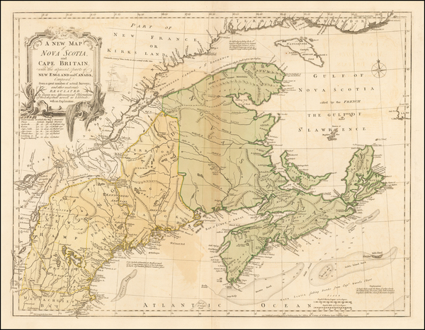 60-New England, Canada and Eastern Canada Map By Thomas Jefferys