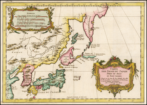 88-Japan and Korea Map By Jacques Nicolas Bellin