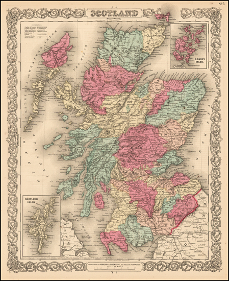 88-Scotland Map By Joseph Hutchins Colton