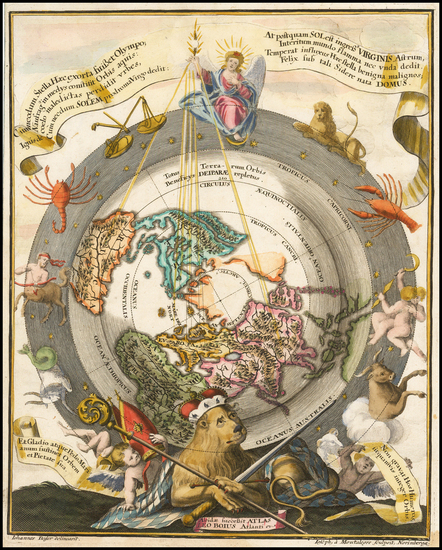 53-Northern Hemisphere, Polar Maps and Celestial Maps Map By Heinrich Scherer