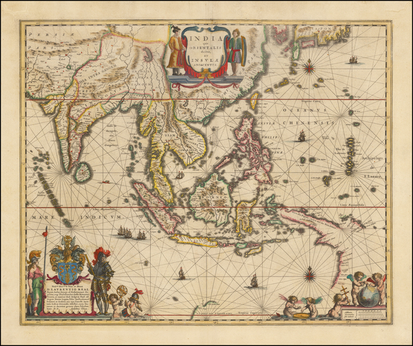 43-China, India, Southeast Asia and Philippines Map By Willem Janszoon Blaeu