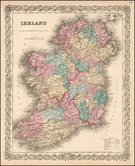 29-Ireland Map By Joseph Hutchins Colton