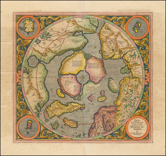 91-Northern Hemisphere, Polar Maps and Alaska Map By Gerard Mercator