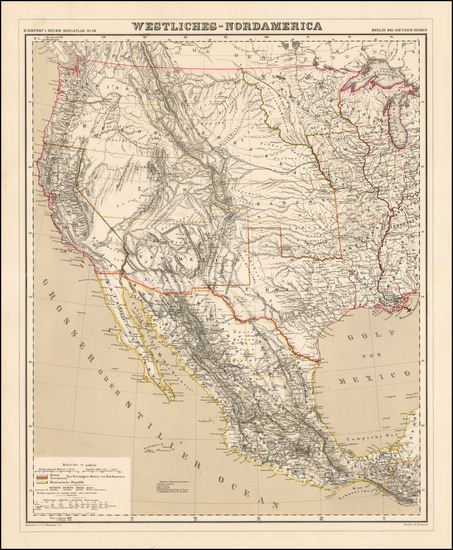 31-Texas, Plains, Southwest, Rocky Mountains and California Map By Heinrich Kiepert