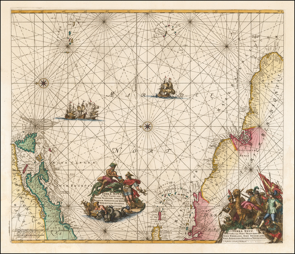 74-Atlantic Ocean, Brazil and Canada Map By Louis Renard