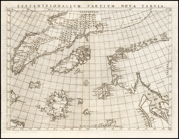 36-Polar Maps, Atlantic Ocean and Scandinavia Map By Girolamo Ruscelli