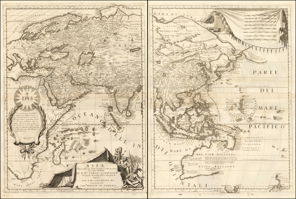 76-Asia and Asia Map By Vincenzo Maria Coronelli