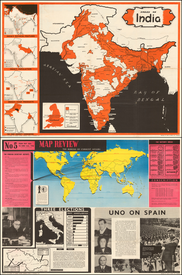 30-World, World, British Isles and India Map By Bureau of Current Affairs