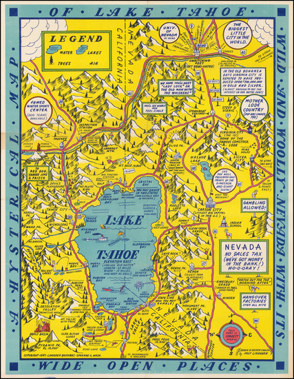 23-Nevada and California Map By Lindgren Brothers