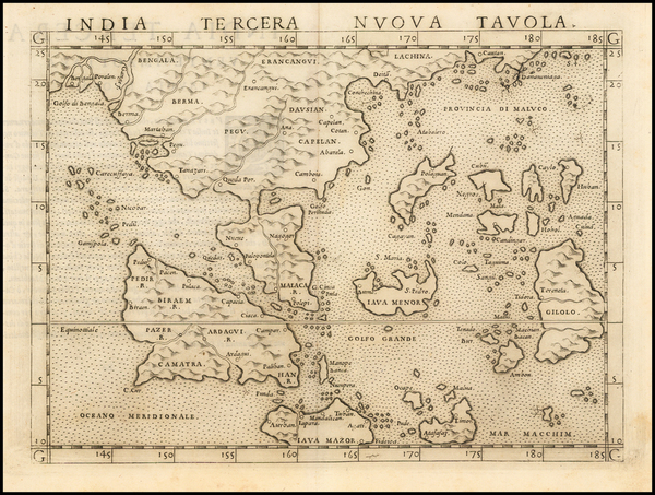 38-Southeast Asia, Philippines, Singapore, Indonesia and Malaysia Map By Girolamo Ruscelli