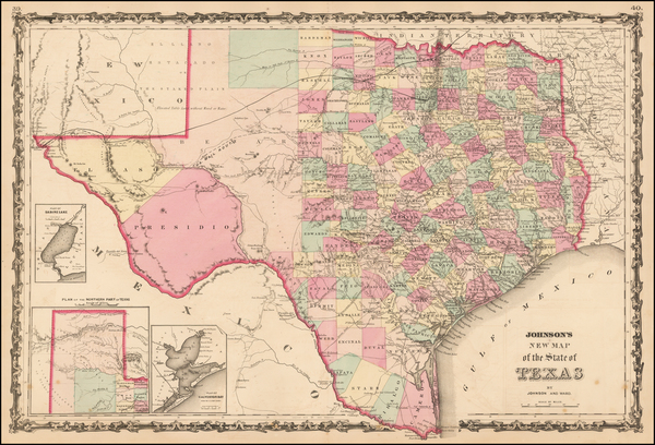 41-Texas Map By Benjamin P Ward  &  Alvin Jewett Johnson