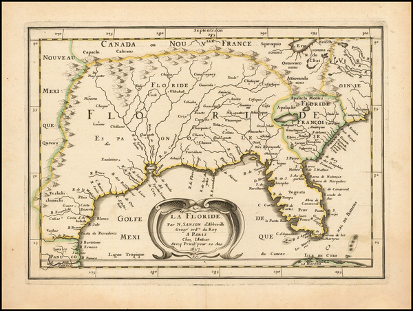 42-Florida, South and Southeast Map By Nicolas Sanson