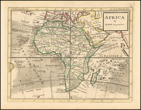 56-Africa and Africa Map By Herman Moll