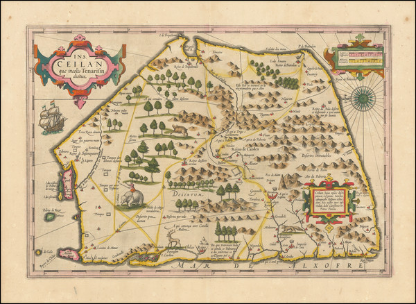 34-Sri Lanka Map By Jodocus Hondius